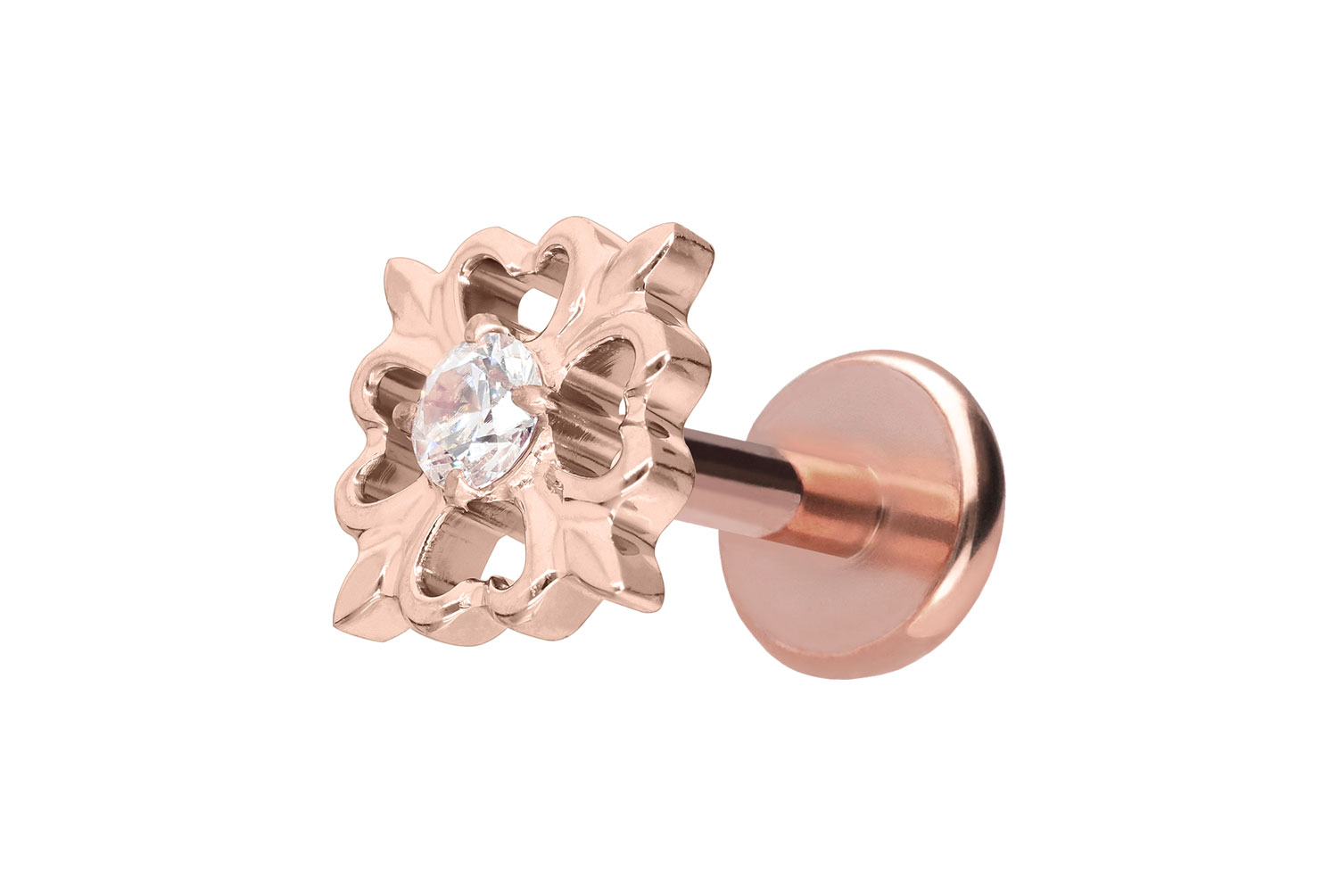 Titan Labret Piercing mit Push Fit KLEEBLATT